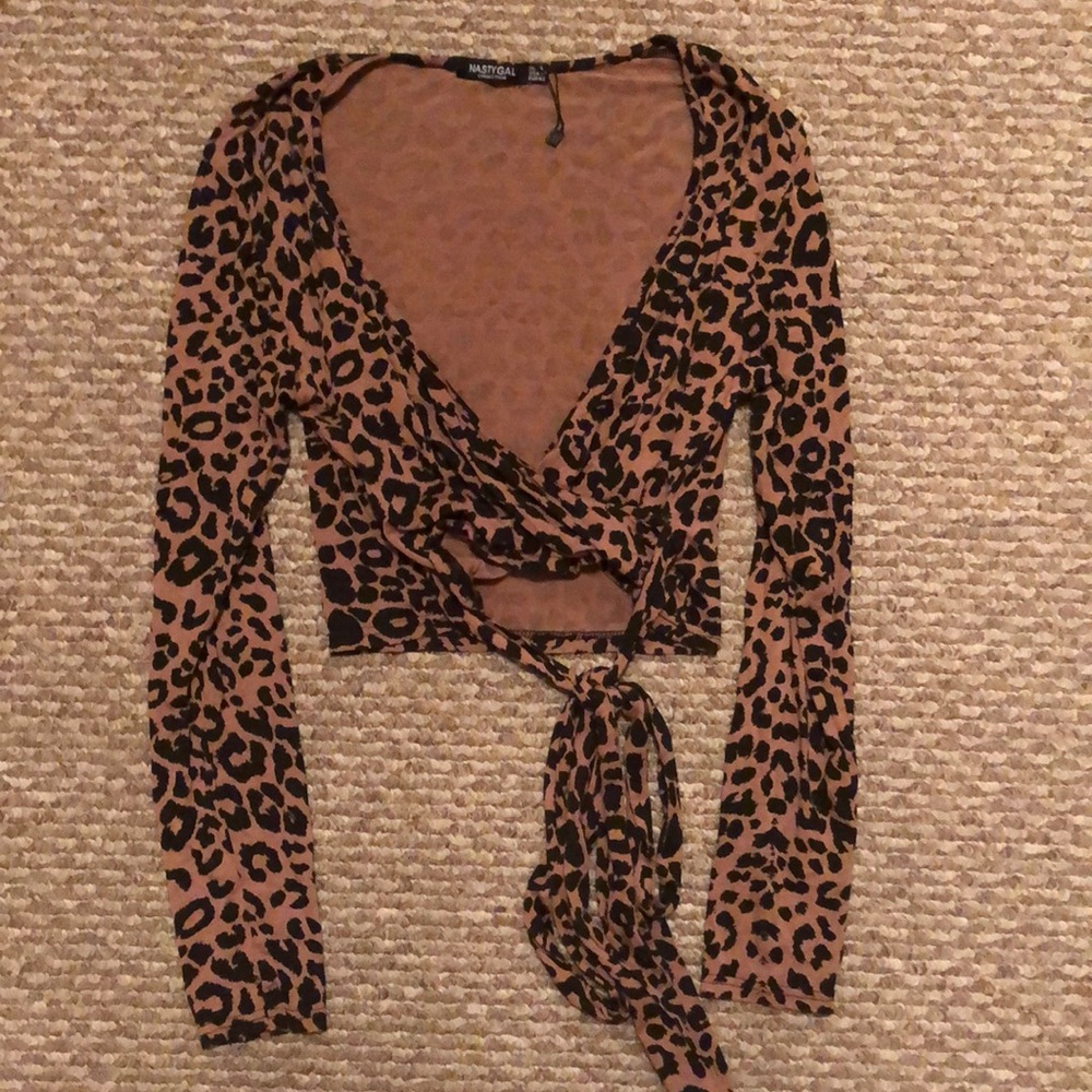 Crop Wrap Leopard Top
